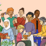 Projektgrafik Solidarisch Handeln Lernen, Illustration von Vivian Mule